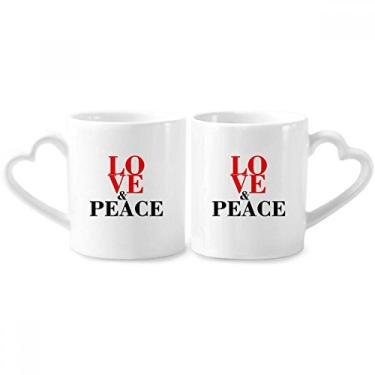 Imagem de Conjunto de canecas de porcelana Love and Peace World No War para casais, coração de cerâmica
