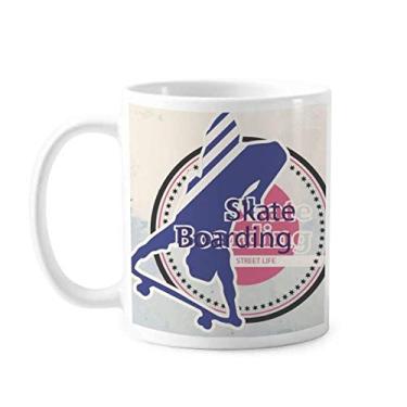 Imagem de Esporte skate prancha ilustração aquarela caneca cerâmica café porcelana xícara louça