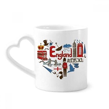 Imagem de Inglaterra Love Heart Caneca Bandeira Nacional do Reino Unido Café Cerâmica Copos Copo de Coração de Vidro