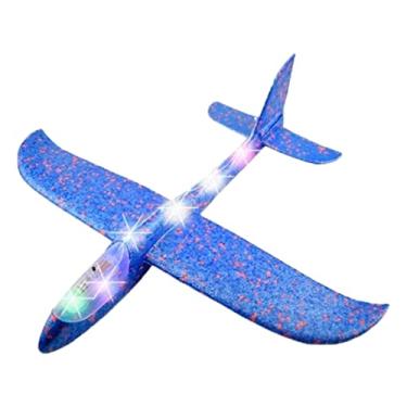 Imagem de Avião Planador Manual Aeromodelo De Espuma Com Led RGB Arremesso De Brinquedo Fácil De Montar Laranja, Verde, Vermelho, Azul LINHA PREMIUM SYANG (AZUL)