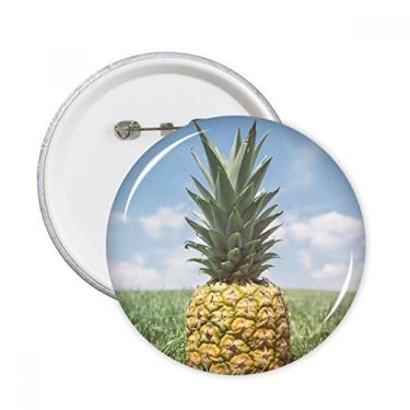 Imagem de Broche redondo com imagem de abacaxi de frutas tropicais frescas com emblema de botão, 5 peças