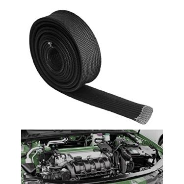 Imagem de Capa protetora térmica de 1200 graus, envoltório de exaustão de mangueira de 10FT-25 mm (1"), rolo de protetor de calor de fio de vela de ignição para carro e mangueira de fio automático, cabo de freio preto