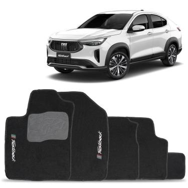 Imagem de Jogo Tapete Carpete Automotivo Fiat Fastback 2022 2023 5 Peças Preto Bordado