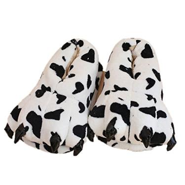 Imagem de MizHome Pantufas unissex macias com garra de pata para casa, Vaca, 10-13 M US Little Child