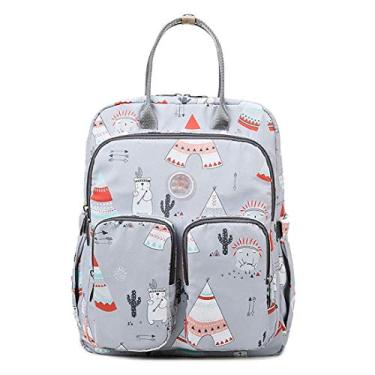 Imagem de Mochila multifuncional para troca de bebê com 2 alças de carrinho de criança Separação úmida e seca Mochila multifuncional à prova d'água mochila de viagem mochila de viagem 32 * 11 * 37 cm Alta capacidade