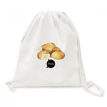 Imagem de Mochila de viagem com cordão de lona de aquarela saborosa de vegetais de batata