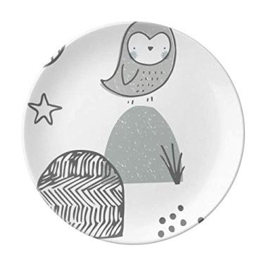 Imagem de Gaiola de pássaro de desenho animado padrão nórdico prato decorativo de porcelana salver talheres prato de jantar