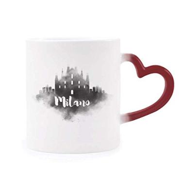 Imagem de Caneca Milano Italy Landmark Ink com pintura de cidade sensível ao calor Caneca vermelha que muda de cor