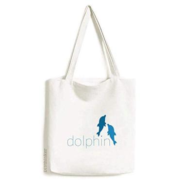 Imagem de Bolsa de lona Blue Ocean Docile com dois golfinhos bolsa de compras casual