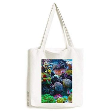 Imagem de Bolsa de lona com imagem de natureza e coral colorida oceano bolsa de compras casual