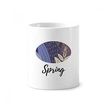 Imagem de Suporte para caneta de escova de dentes com estampa de plantas abstratas de folha com suporte de cerâmica