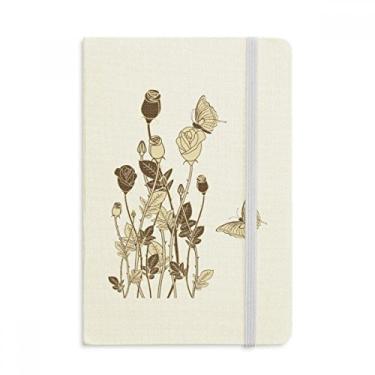 Imagem de Caderno de folhas de borboletas de rosas com estampa de flores, capa dura de tecido oficial