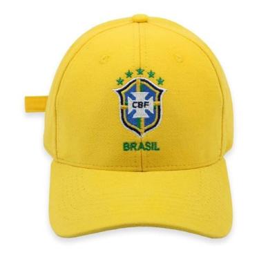 Imagem de Boné Brasil Seleção Brasleira Aba Curva 6 Gomos Fitão Cor Amarelo Tama