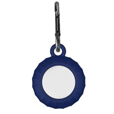 Imagem de Bestgift Capa de silicone, suporte portátil para rastreador Bluetooth em formato redondo com chaveiro compatível com AirTags azul escuro (redondo)