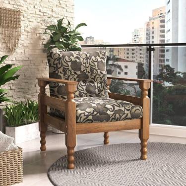 Imagem de Poltrona Madeira Maciça Liz Multimóveis CR7003.T64 Imbuia/Floral