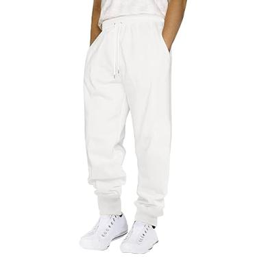 Imagem de Calça chinos masculina ajuste clássico calça cáqui calça plissada veludo cotelê masculino casual yoga verão praia calça, Branco-1, M