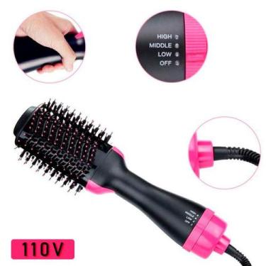 Imagem de Escova De Cabelo Alisadora Elétrica Rosa E Preto - RELET