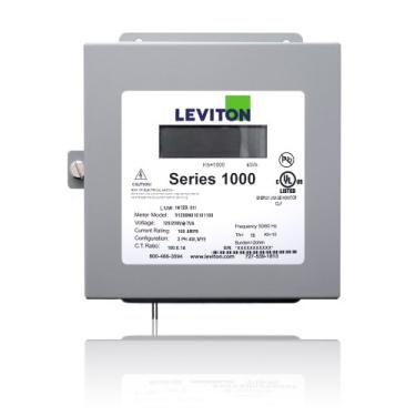 Imagem de Leviton 1N277-81 Series 1000, medidor de elemento único, 277V, 1PH, 2W, linha a neutro, proporção 800: 0,1A, máx. 800A, invólucro de montagem em superfície interna, cinza