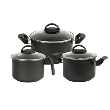 Imagem de Jogo 3 Peças: 1 Leiteira E 2 Caçarolas Antiaderentes Pretas - Panelaço