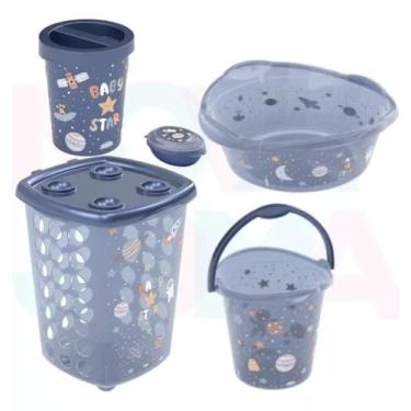 Imagem de Kit Para o Bebe Lixeira,saboneteira,cesto,balde,bacia Astronauta - pla
