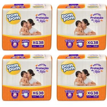 Imagem de KIT 4 Fraldas Pom Pom Derma Protek Mega Tamanho XG C/ 38 unidades