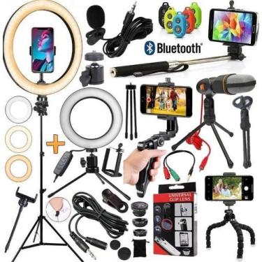 Imagem de Kit Blogueiro Tripé Profissional Luz Led Iluminador Hing - Leffa Shop