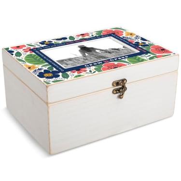 Imagem de Cottage Garden Caixa de joias Grow In Grace 2 Peter 3:18, 25 x 17 x 12 cm, azul, verde, rosa, MDF, madeira e vidro, caixa de joias
