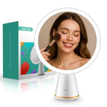 Imagem de VOYOR Espelho de maquiagem recarregável para viagem com luzes espelho de mesa removível espelho de mesa ângulo ajustável espelho de maquiagem 3 níveis de brilho ajustável espelho led maquiagem CM110