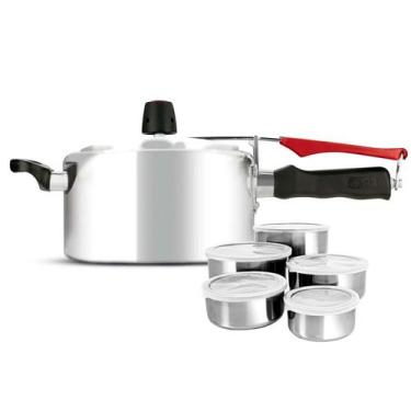 Imagem de Panela De Pressão Clock Polida 3 Litros E Jogo de Tigelas 5 Peças em A