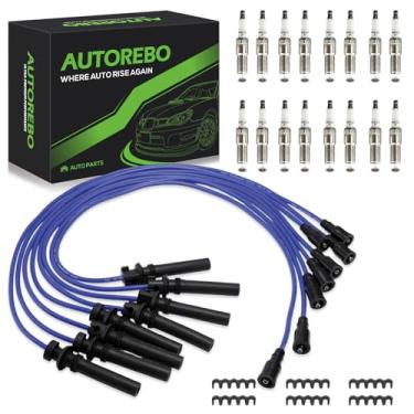 Imagem de Conjunto de 8 peças de fios de vela de ignição 671-8127 53020 RC-CRX056 e 16 velas de ignição irídio conjunto compatível com Dodge Durango Ram 1500 2500 3500 V8 5.7L # 56028578AE 56028578AC