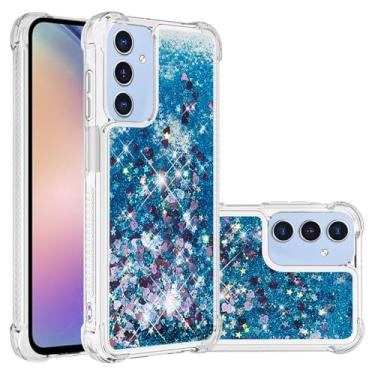 Imagem de Capa de telefone areia movediça com brilho líquido dinâmico para samsung galaxy a05 a05s 4g a15 5g capa de silicone, azul escuro, para galaxy a05