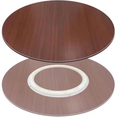 Imagem de Mesa Giratória Preguiçosa De Madeira Susan Para Mesa De Jantar Redonda 20 24 28 32 36 360 ° Mesa De Rotação Suave Silenciosa Servindo Fácil De Compartilhar C, Brown-red, ? 90cm/36inch