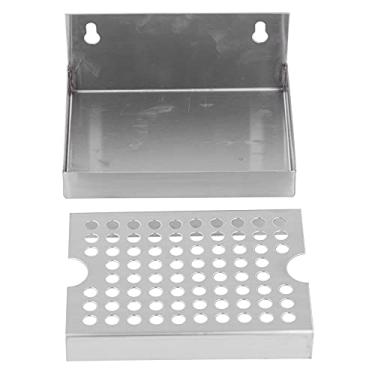 Imagem de Bandejas de gotejamento de cerveja Kegerator, bandeja de gotejamento com tampa, bandeja de gotejamento de aço inoxidável montada na parede para cerveja caseira, bandeja de gotejamento de torre de cerveja para bar em casa, mini geladeira sem dreno