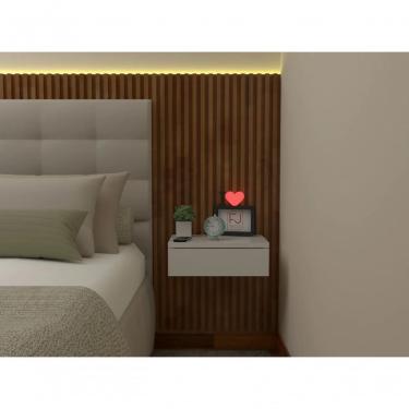 Imagem de Mesa De Cabeceira 30cm Branco Off White Com Gaveta E Sem Pés