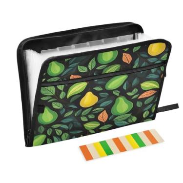 Imagem de Wassud Aquarela padrão de abacate 13 bolsos organizador de arquivos sanfonado pastas de arquivo expansíveis com abas e adesivos, tamanho carta a4 papel recibo documento pasta organizador para viagens