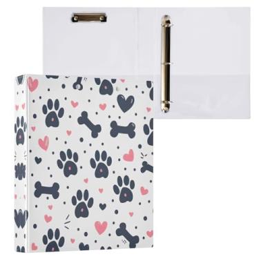 Imagem de Qilmy Organizador de fichário redondo com estampa de pata de gato e cachorro, fichário de 3 anéis com prancheta (carta A4), fichário fofo para material de escritório escolar 531