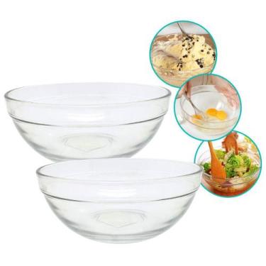 Imagem de Kit 2 Tigela Bowl De Vidro Redonda Sobremesa Saladeira Fruta Travessa 