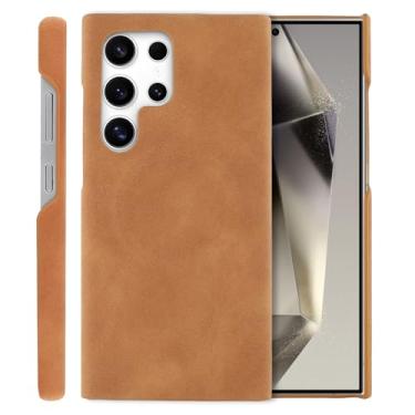 Imagem de SOKAD Capa de couro para Samsung Galaxy S24 Ultra compatível com Magsafe, design elegante vintage para homens e mulheres, capa protetora antiderrapante fina e fina para Galaxy S24 Ultra, marrom