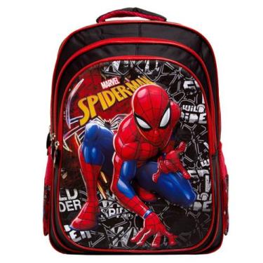 Imagem de Mochila Masculina Infantil Costa Spider Man Preta e Vermelha - TOYS 2U