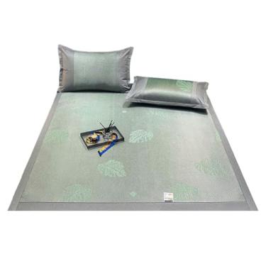 Imagem de Seres Tapete De Cama Quadrado Refrescante, Vime Seda Gelada, Dobrável Jacquard Misto Gelo E Tapete, Colchão Espuma (Verde, King Size)