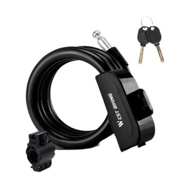 Imagem de harayaa Cadeado para bicicleta com 2 chaves, à prova d'água, compacto, profissional e, com cabo de para bicicletas de montanha, Preto