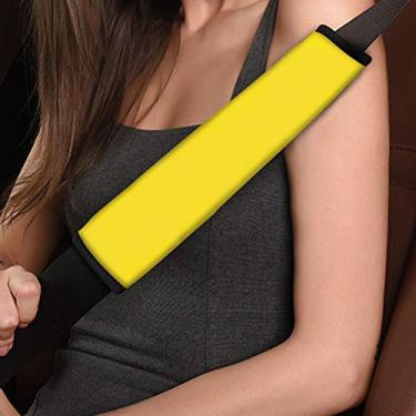 Imagem de Amzbeauty Capas de cinto de segurança de carro de cor sólida (amarelo) protetor de cinto de segurança de ombro almofada universal macio ajuste na maioria dos caminhões automotivos, SUV, aviões