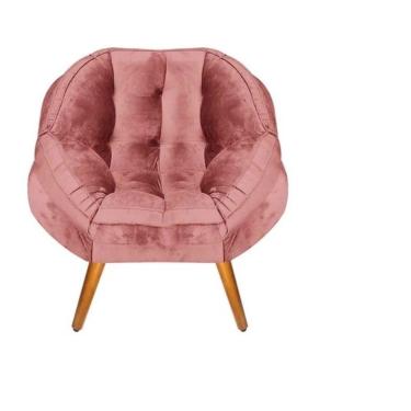 Imagem de Poltrona Decorativa Califórnia Em Tecido Suede Pés Madeira