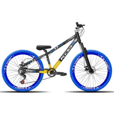 Imagem de Bicicleta aro 26 KOG Freeride Kit Single Pneus Flame, Preto amarelo, A