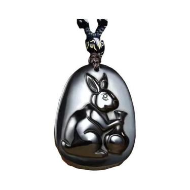 Imagem de Colar Masculino Vintage Com Pingente De Obsidiana Dragão Do Zodíaco Am