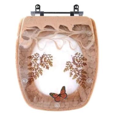 Imagem de Acento Sanitário Poliéster Decorada Borboleta Stylus Pêssego 73 para l