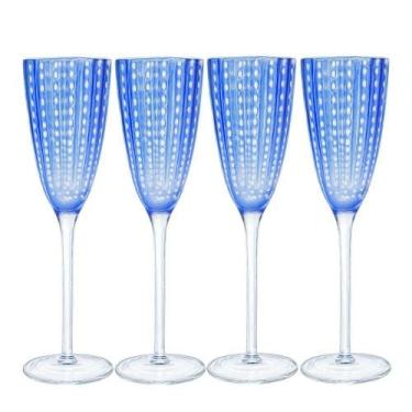 Imagem de Jogo 4 Taças De Champanhe Espumante De Vidro Orquídea Azul 200ml Wolff