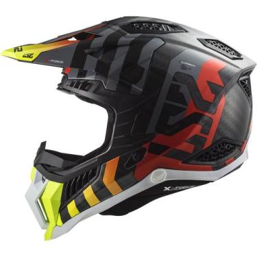 Imagem de Capacete Ls2 X Force Barrier Carbono Motocross Trilha, Preto Vermelho 