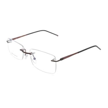 Imagem de Armação de Óculos Sem Aro Para Grau Retangular C7 Balgrif Leve Discreto Masculino Feminino (MARROM)