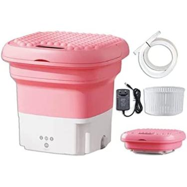 Imagem de Mini máquina de lavar roupa dobrável Máquina de lavar portátil Máquina de lavar portátil dobrável com secador giratório para camping Rv viagens pequenos espaços dormitórios universitários co